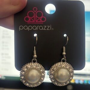 Paparazzi Silver Pearl Earrings